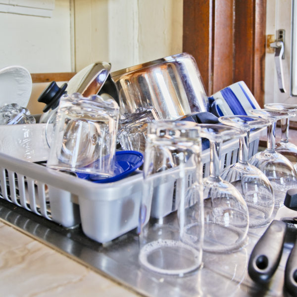 Dishes drying near sink