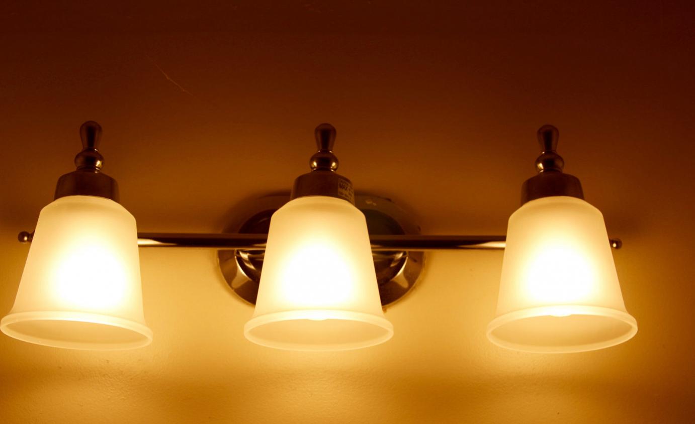 Light fixture with lights on